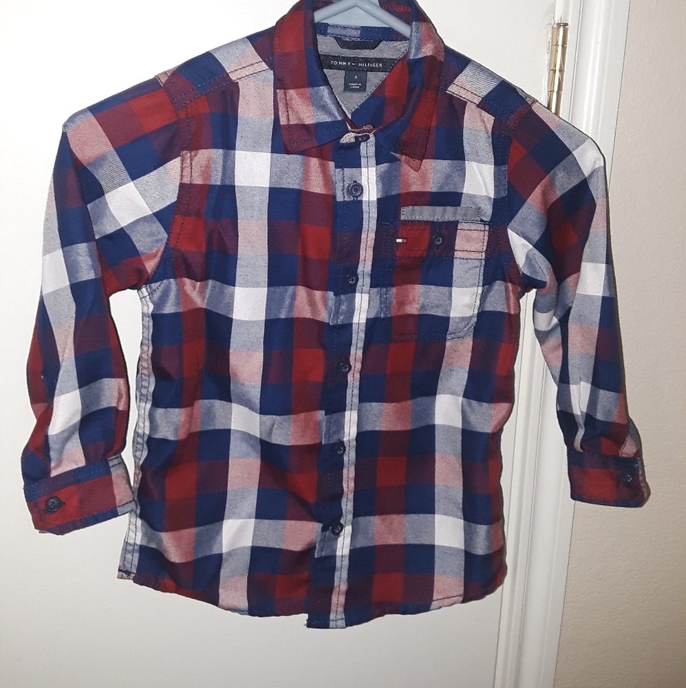 🥳  Toddler Boys Tommy Hilfiger Button Up Shirt 4
